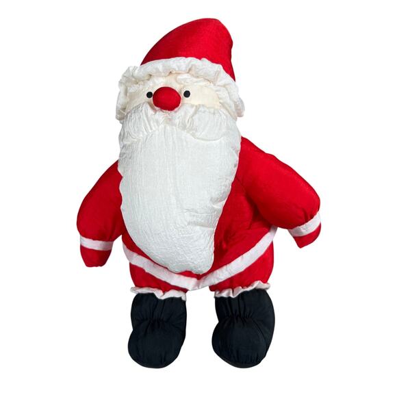 Vintage Puffy Santa Claus Plush Nylon Parachute Style 1990s J.S. International - Picture 1 of 6